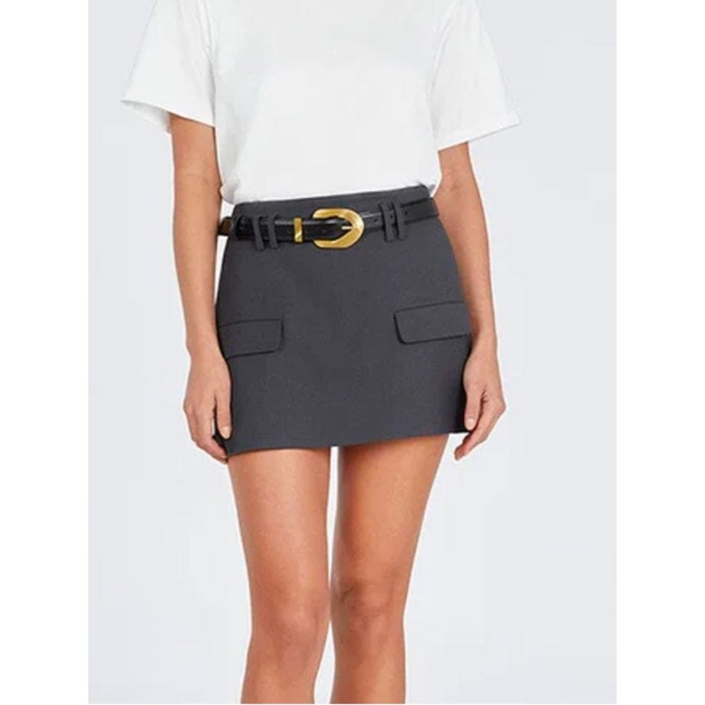 DISSH Brooklyn Slate Mini Skort Charcoal Gray Wool Blend US 8